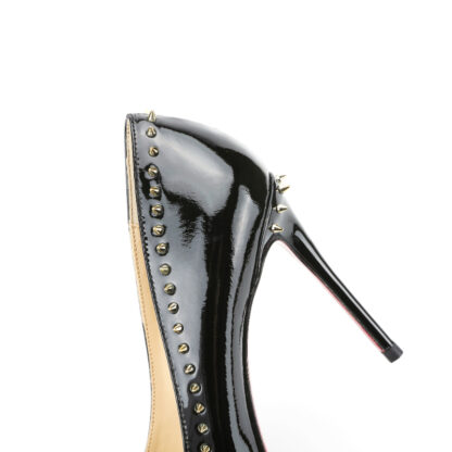 Milano Spikes Patent Leather High Heel Pointed Toe Pumps Black - Image 6