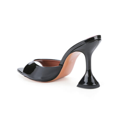 Sexy Easy Slide On Patent Leather Mules Sandals Heel Black - Image 6