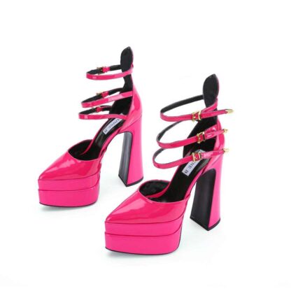 Verse Patent Leather Platform Strappy Pumps Pink