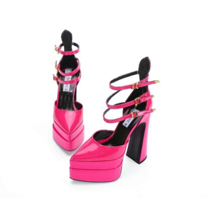 Verse Patent Leather Platform Strappy Pumps Pink - Image 2