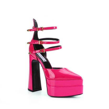 Verse Patent Leather Platform Strappy Pumps Pink - Image 3