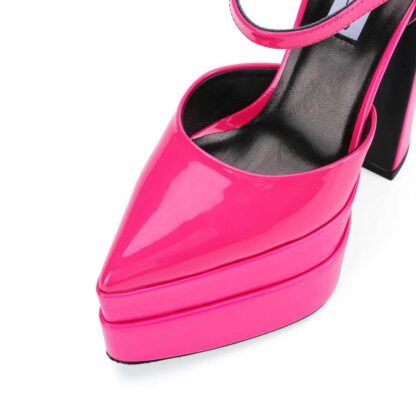 Verse Patent Leather Platform Strappy Pumps Pink - Image 6