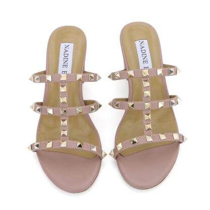 Nude Mini Rockstud Caged Block Heel Open Toes - Image 3