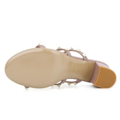 Nude Mini Rockstud Caged Block Heel Open Toes - Image 5