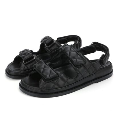 Black Daddy CC Velcro Flat Sandals