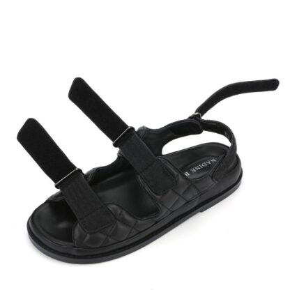 Black Daddy CC Velcro Flat Sandals - Image 3