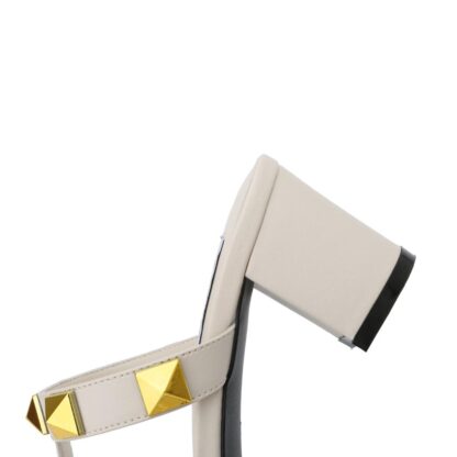 White V Big Rockstud Block Heel Slide - Image 4