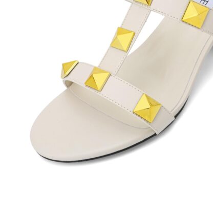 White V Big Rockstud Block Heel Slide - Image 5