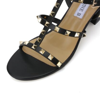 Black V Mini Rockstud Block Heel Ankle Sandals - Image 2