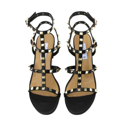 Black V Mini Rockstud Block Heel Ankle Sandals - Image 6