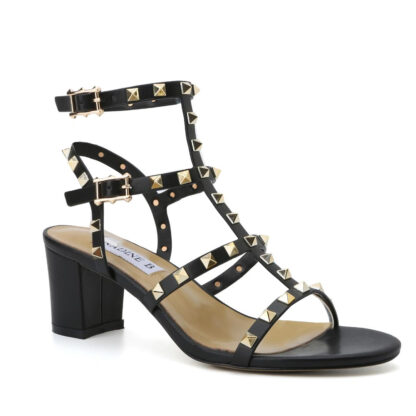 Black V Mini Rockstud Block Heel Ankle Sandals - Image 4