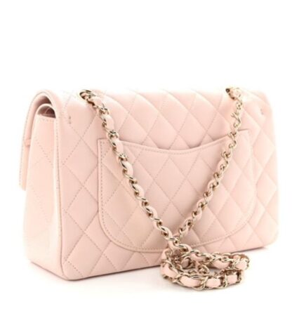 Nadine B Light Pink Medium Classic Flap Bag Quilted Caviar Gold Hardware