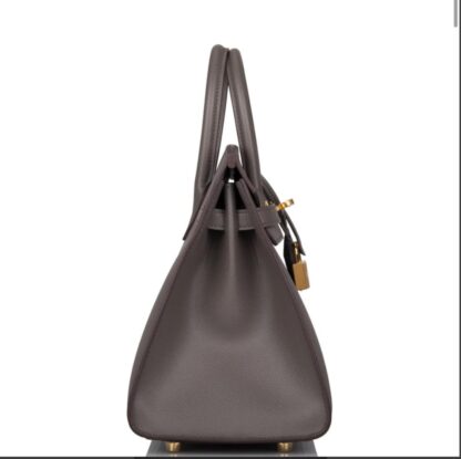 Nadine B25 Etain Calfskin Epsom Sellier Handbag Brushed GHW - Image 3