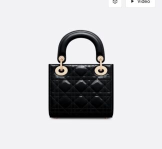 Nadine B Lady D Mini Black Patent Leather Handbag Silver Hardware