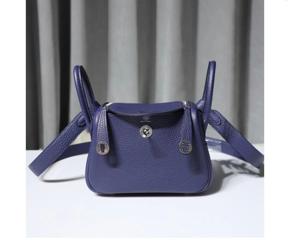 Nadine B Mini Lindy 20 Clemence Blue Saphir Handbag PHW