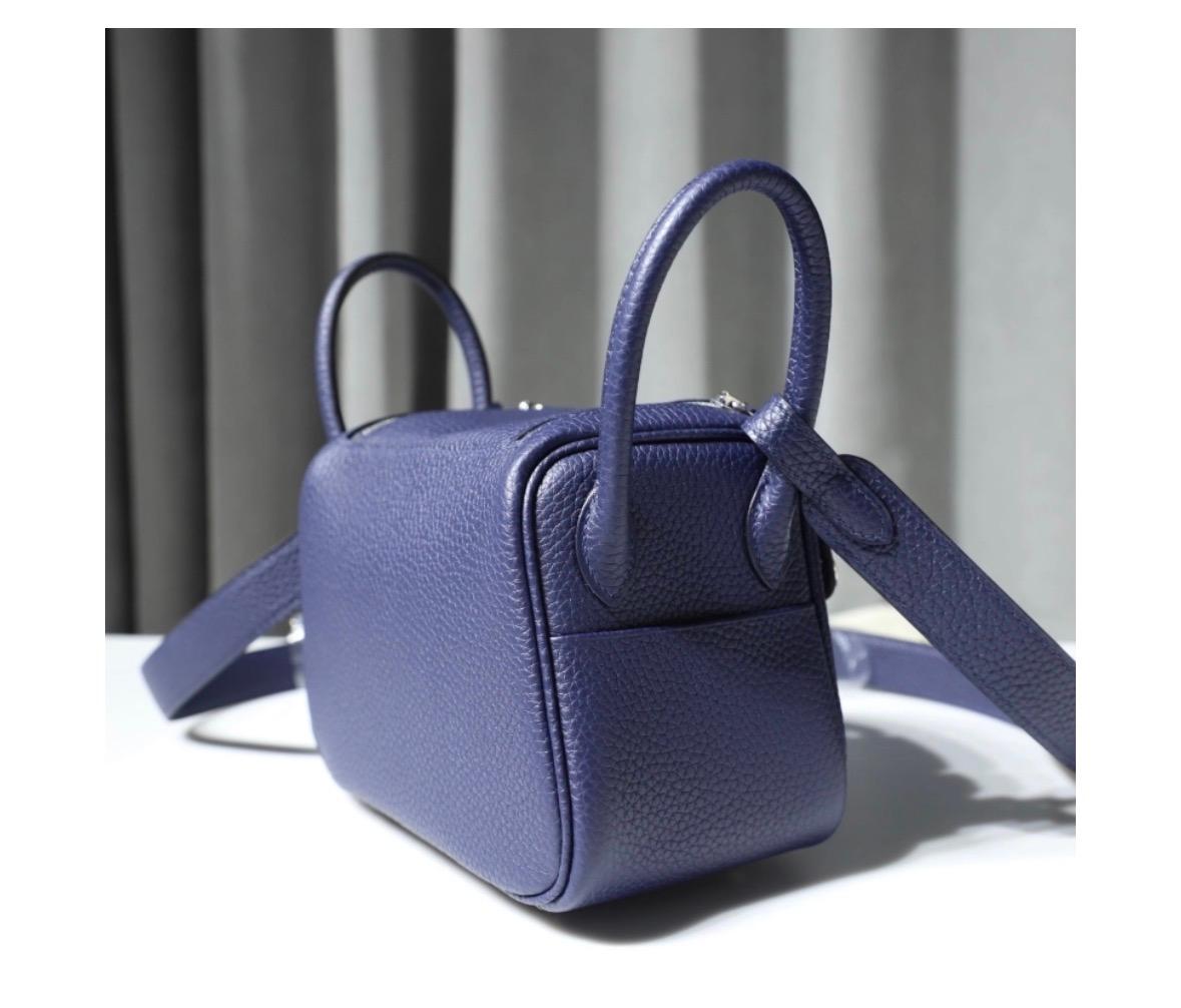 Nadine B Mini Lindy 20 Clemence Blue Saphir Handbag PHW - Image 3