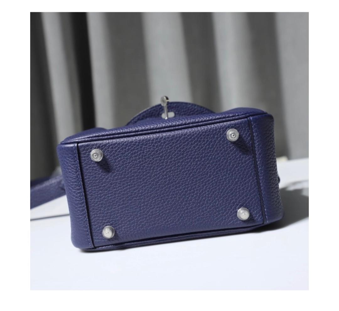 Nadine B Mini Lindy 20 Clemence Blue Saphir Handbag PHW - Image 4