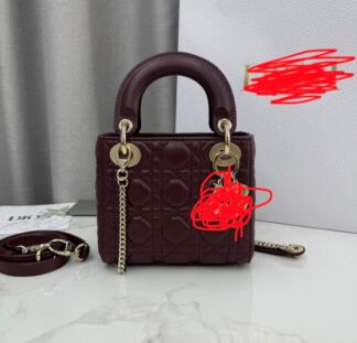 Nadine B Lady D Mini Red Patent Leather Handbag GHW Hardware