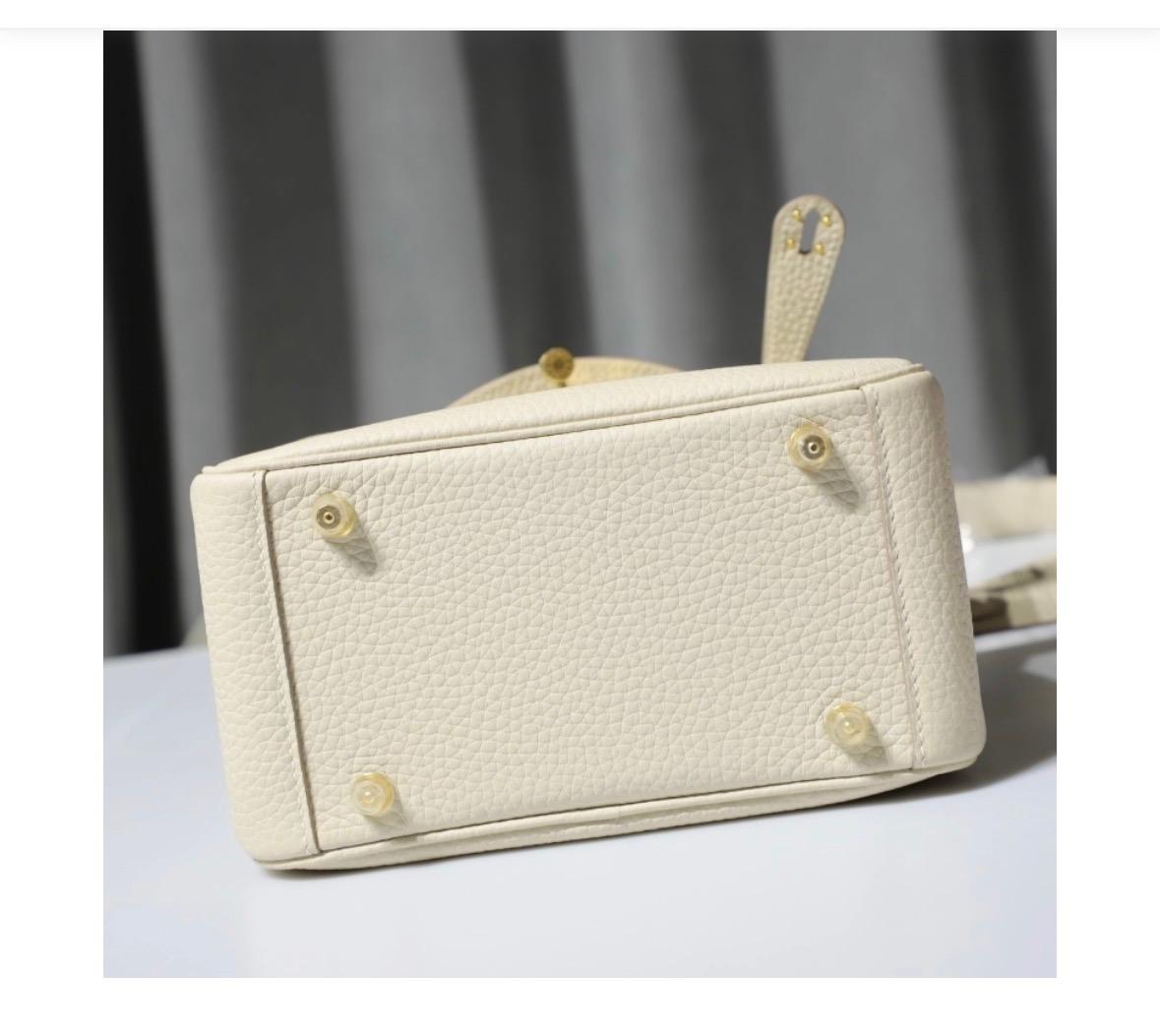 Nadine B Mini Lindy 20 Craie Clemence Handbag GHW - Image 2