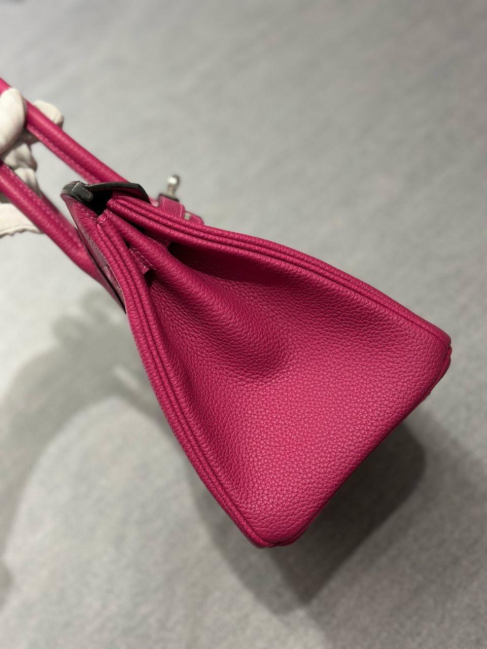 READY TO SHIP: Nadine B25 Rose Pourpre Togo Leather Handbag PHW - Image 3