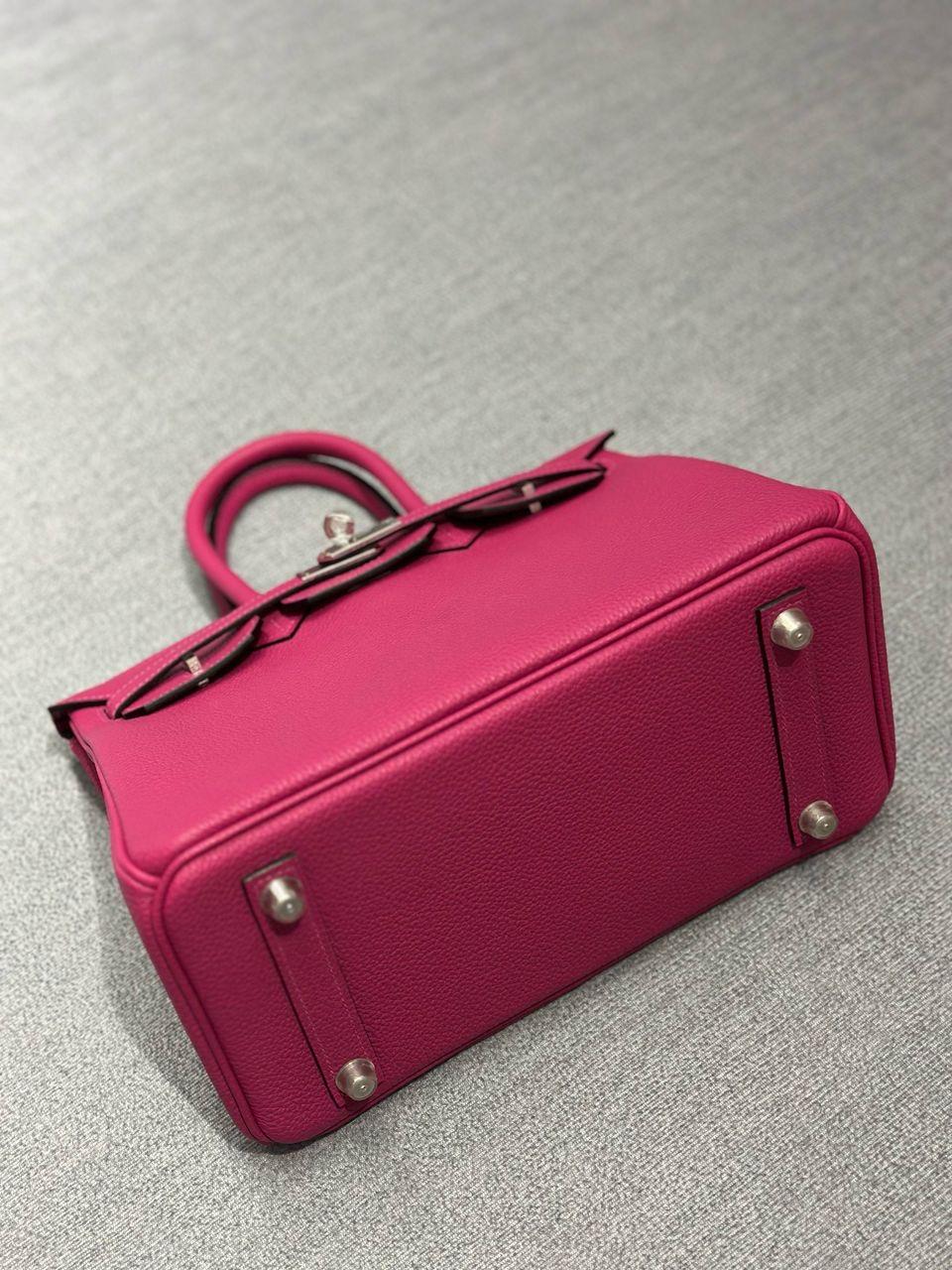 READY TO SHIP: Nadine B25 Rose Pourpre Togo Leather Handbag PHW - Image 4