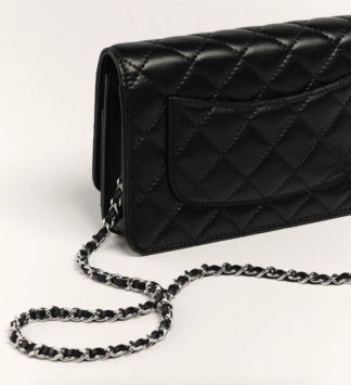 Nadine B CC Lambskin Quilted 19 Long Zipped Wallet Black