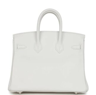 Nadine B25 White Togo Handbag PHW