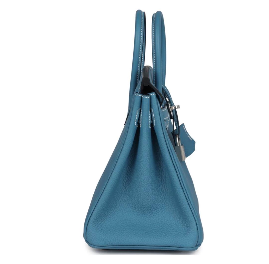 Nadine B25 Blue Jean Togo Handbag PHW - Image 3
