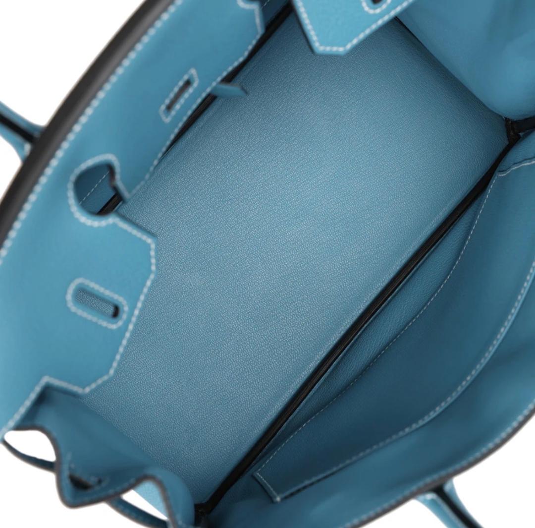 Nadine B25 Blue Jean Togo Handbag PHW - Image 4